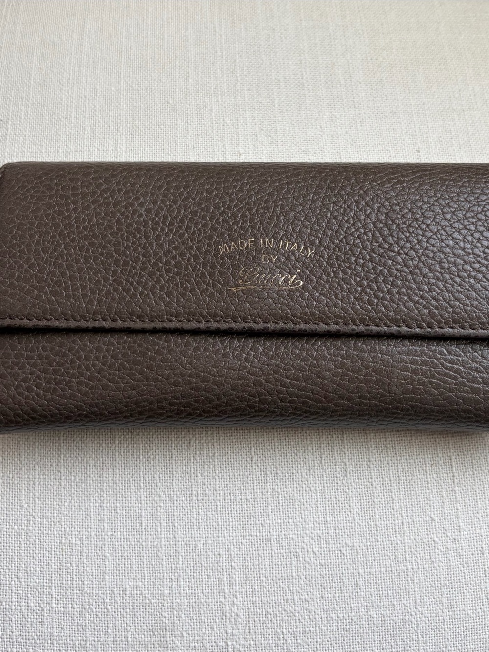 GUCCI brown/pink pebbled leather long wallet